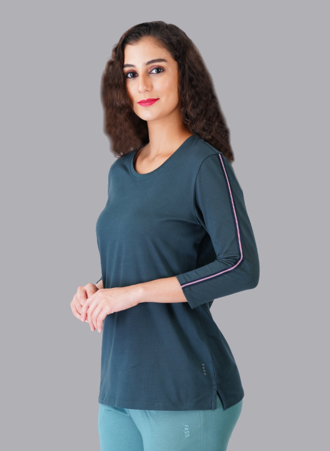 Faso Women's Cotton 3/4 Sleeve T-Shirt