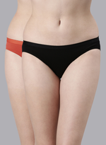 Faso Women's Cotton Outer Elastic Bikini (Pack of 2)