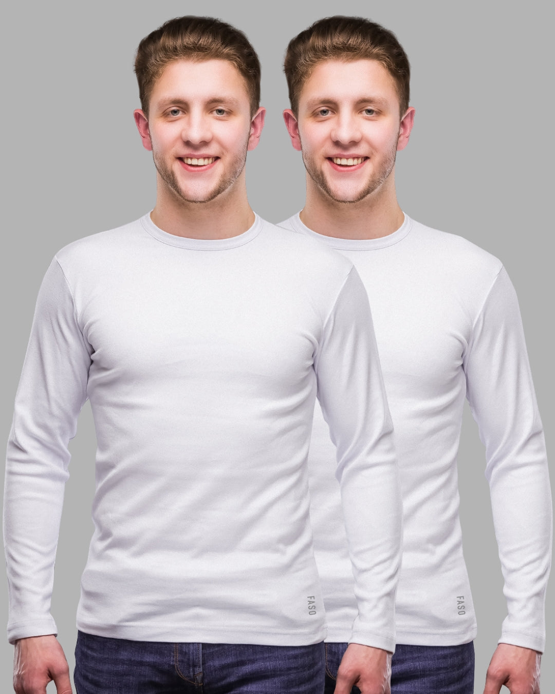 FASO Men’s Full Sleeve Cotton T-shirt Pack of 2