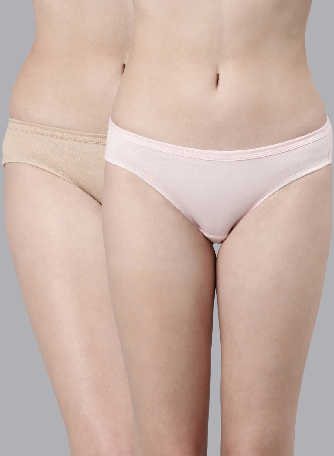 Faso Women's Cotton Inner Elastic Bikini (Pack of 2)