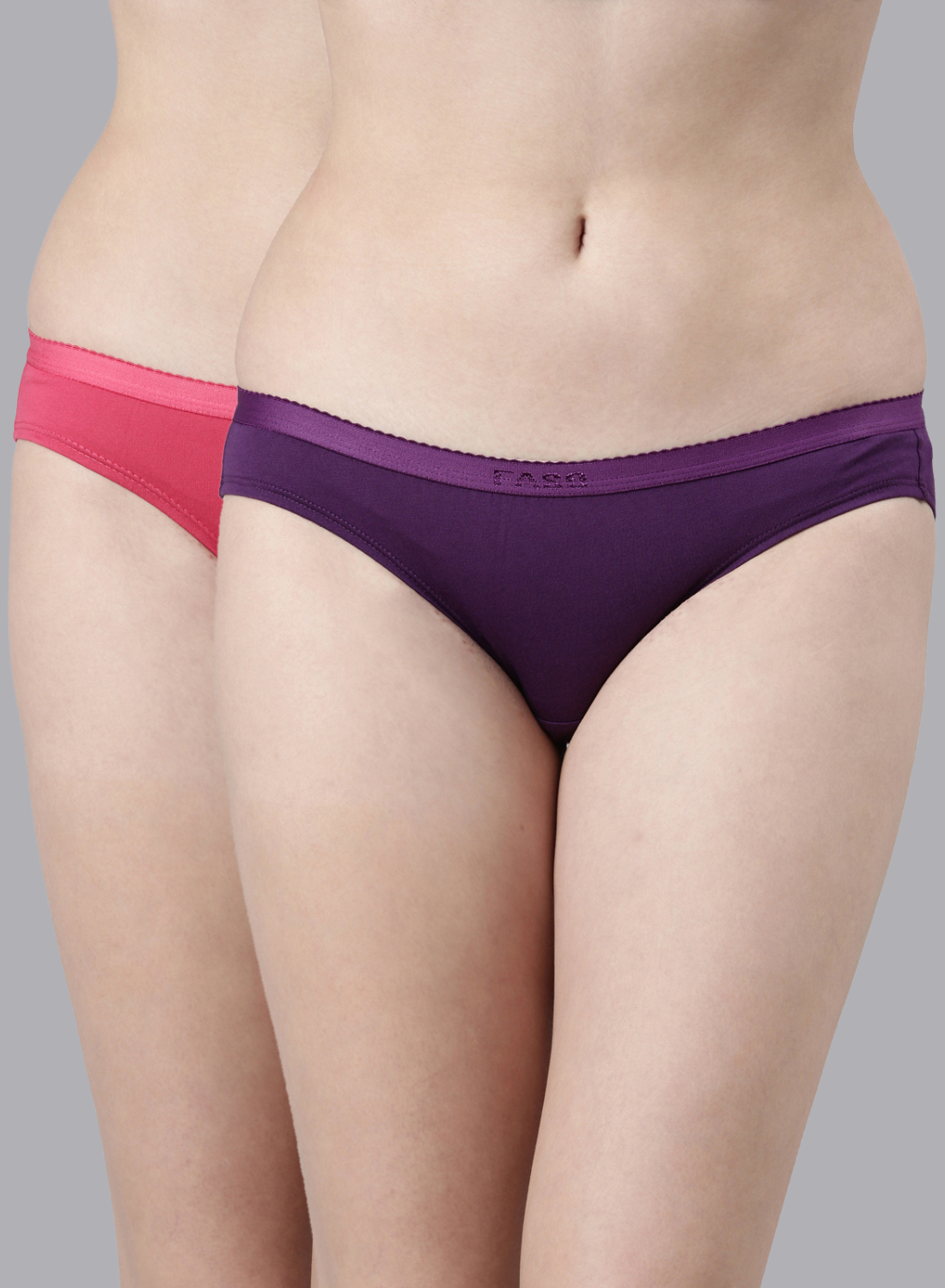 Faso Women's Cotton Outer Elastic Bikini (Pack of 2)