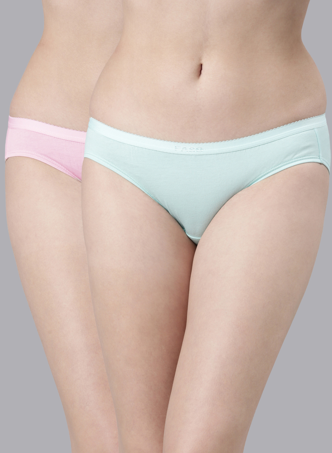 Faso Women's Cotton Outer Elastic Bikini (Pack of 2)