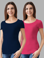 FASO Women’s Cotton Round Neck T-shirt (Pack of 2)