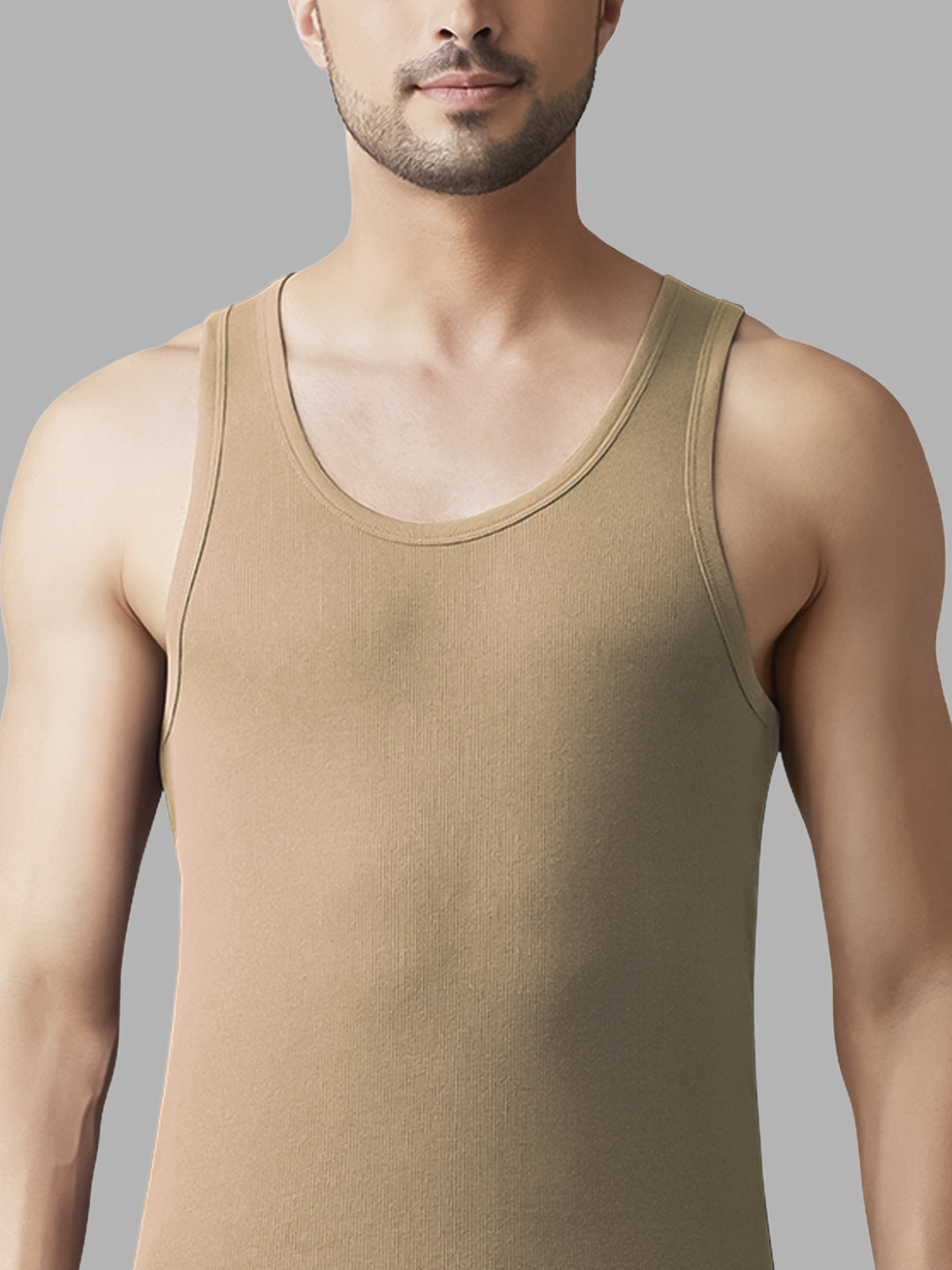 Faso Men's Super Combed Cotton Rib Color Vest Pack of 2