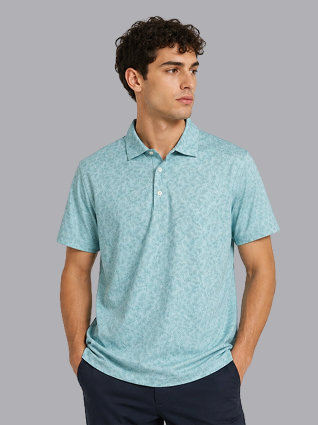 FASO Men's print Polyester Polo T-shirt