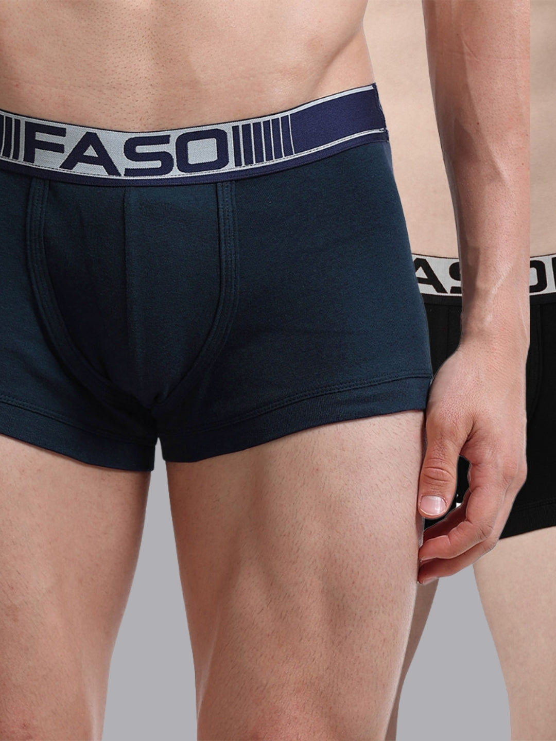 Faso Men's Cotton Neon Outer Elastic Trunk (Pack of 2)
