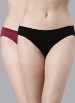 Faso Women's Cotton Inner Elastic Bikini (Pack of 2)