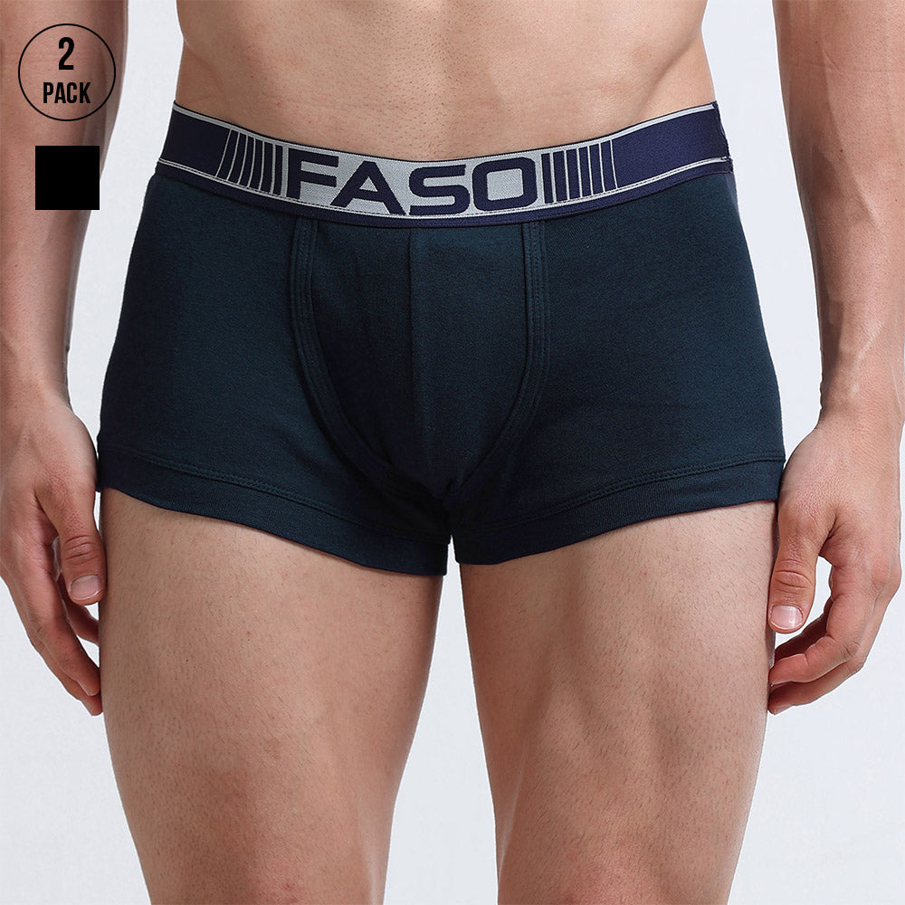 Faso Men's Cotton Neon Outer Elastic Trunk (Pack of 2)