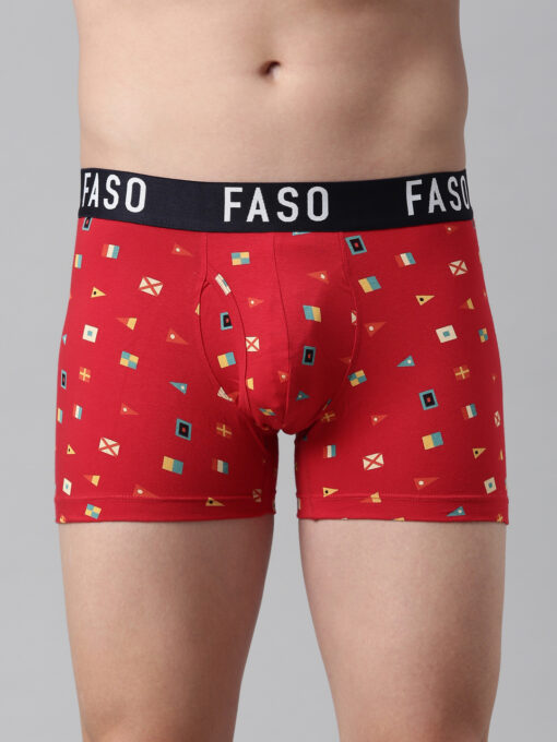 Faso Red Printed Trunks For Men