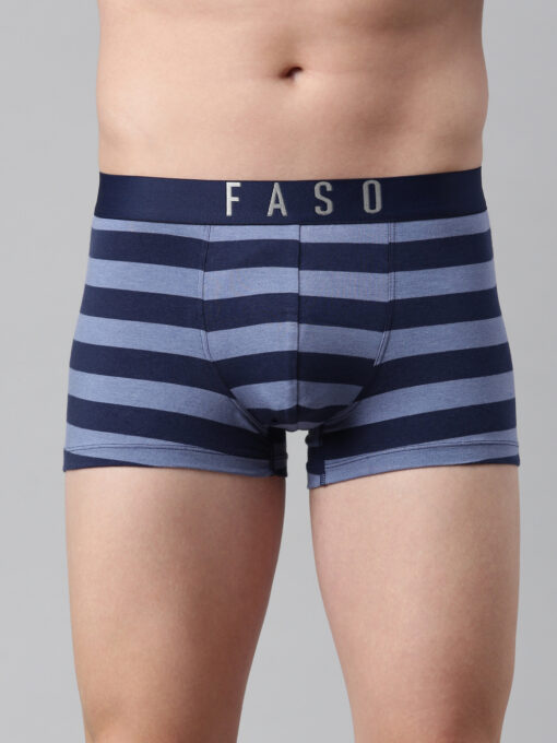 Faso Denim Blue Striped Trunk For Men