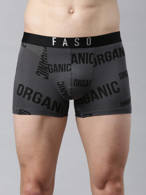 Faso Dark Grey Printed Trunks For Men