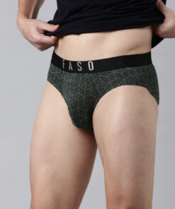 Faso Olive Green Printed Brief For Men