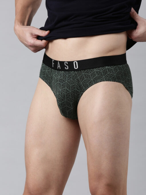 Faso Olive Green Printed Brief For Men