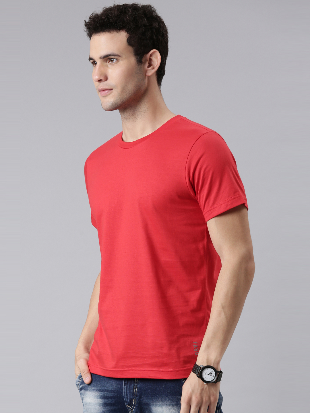 FASO NEW Multicolor Cotton Round Neck T-Shirt- FS4001-SQ