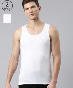 Faso Pack Of 2 Sleeveless White Vest For Men