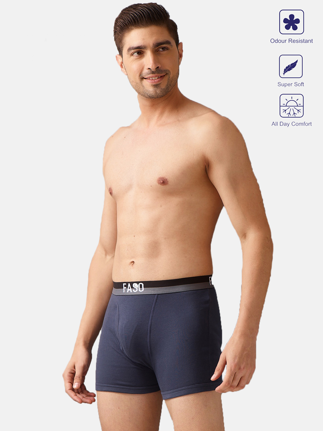 FASO ULTRASOFT WAISTBAND WITH COMBED COTTON SOLID TRUNK (PACK OF 2)– K204-SQ