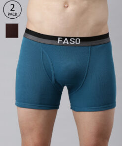 Faso Brown And Ink Blue Pack Of Two Trunks For Men