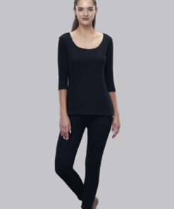 faso women ultra-soft black thermal leggings bottom