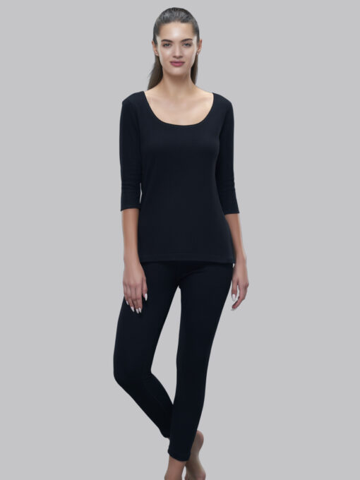 faso women ultra-soft black thermal leggings bottom